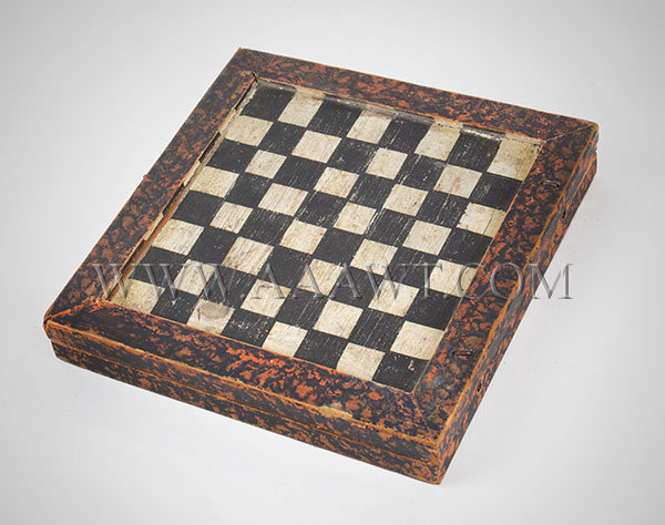 Antique Game Board, Travel Size, Folding, Late 19th Century, angle view
